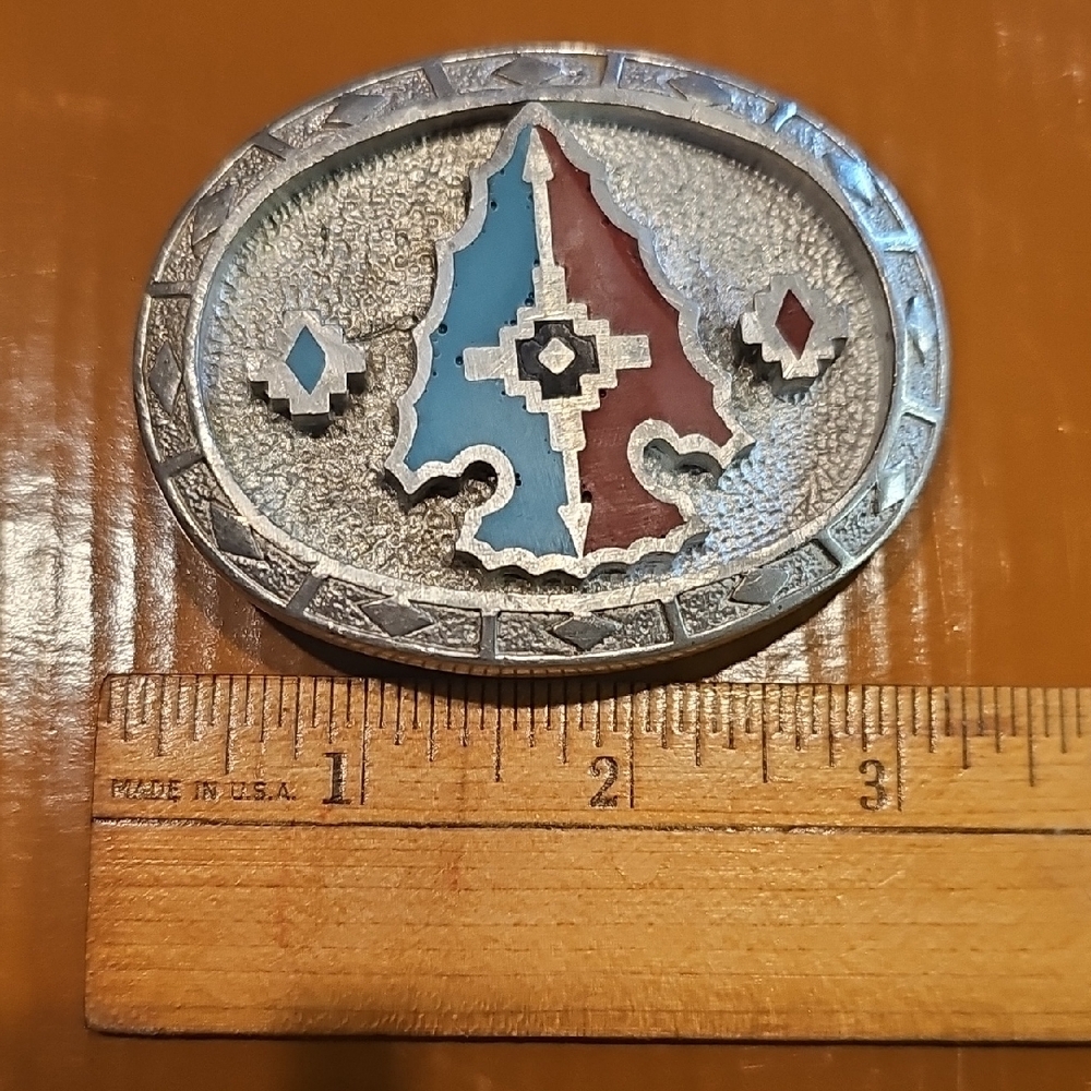 Vintage G&S Southwestern Native American-inspired belt buckle arrowhead metal - Picture 6 of 9